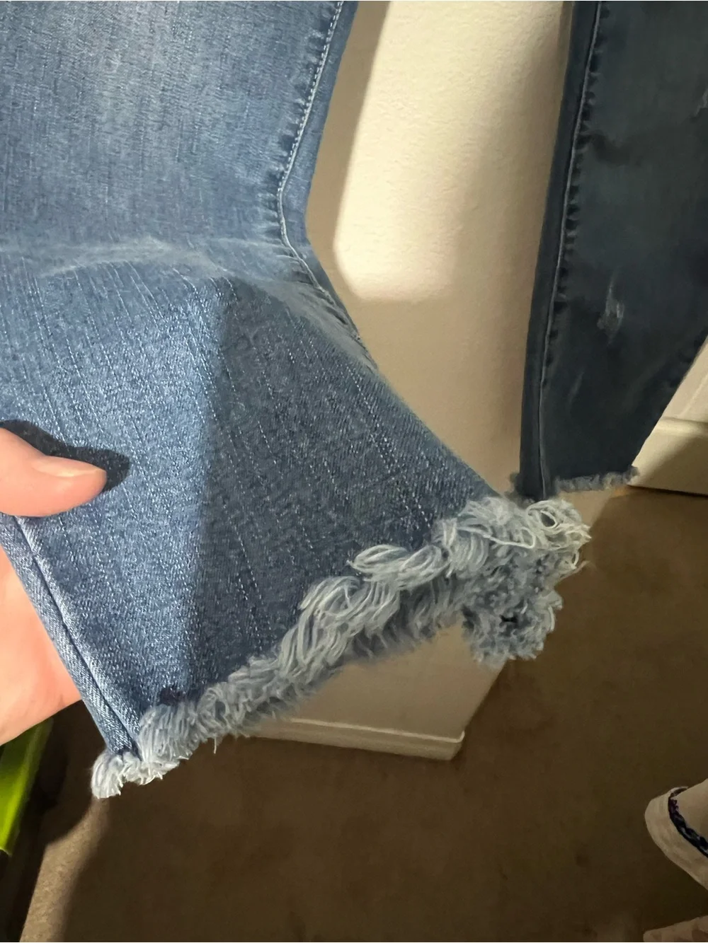 Women's Dark Blue Flamingals Ankle Cropped Distressed Jeans